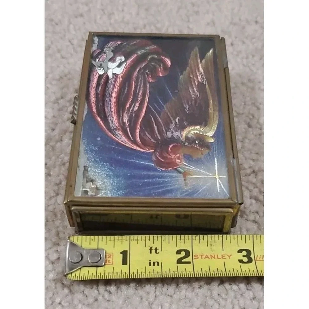 Vintage‎ Mirrored Via Vermont Glass Trinket Box Angel Doves Religious Beautiful